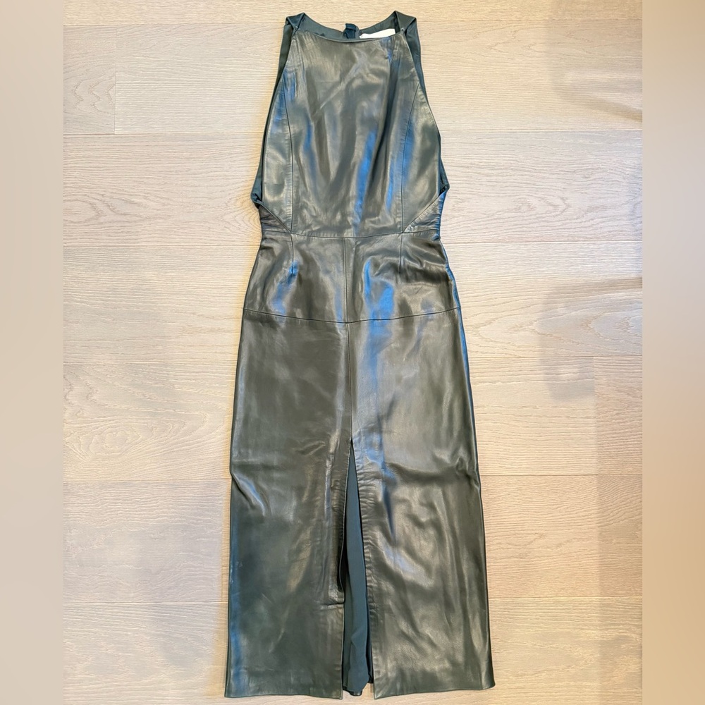 Jason Wu Dark Green Midi Leather Dress